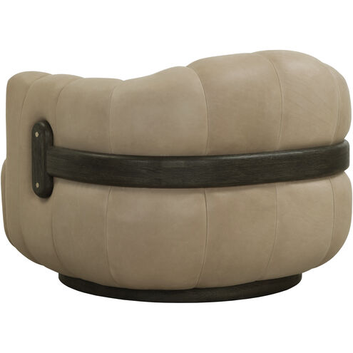 Tadeo Dark Brown / Sahara Sand Leather Swivel Lounge Chair, Swivel